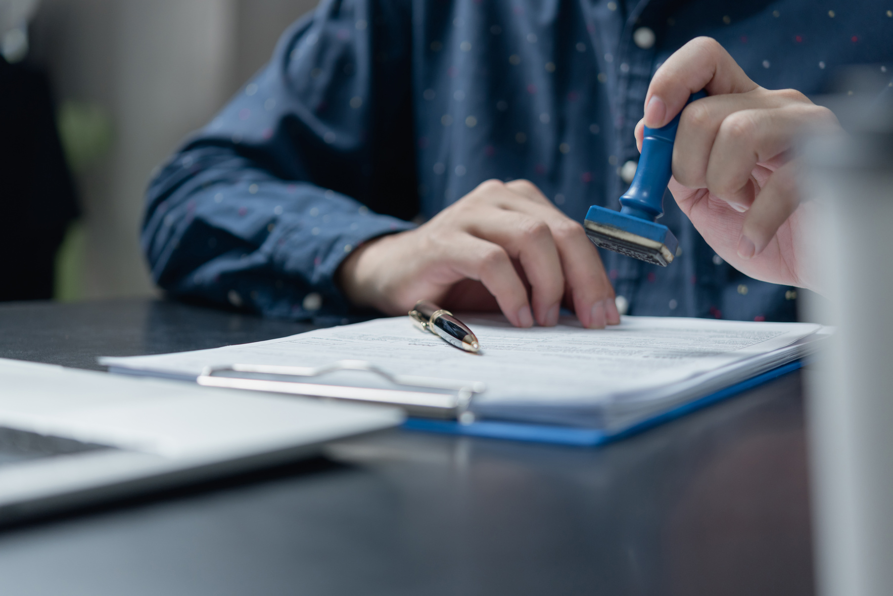 Signing approval record documents stamp confirmation occupation